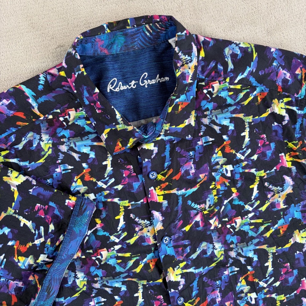 Robert Graham Flip Cuff Classic Fit Shirt in Multi Geo ColorFul Mosaic Men 2XL